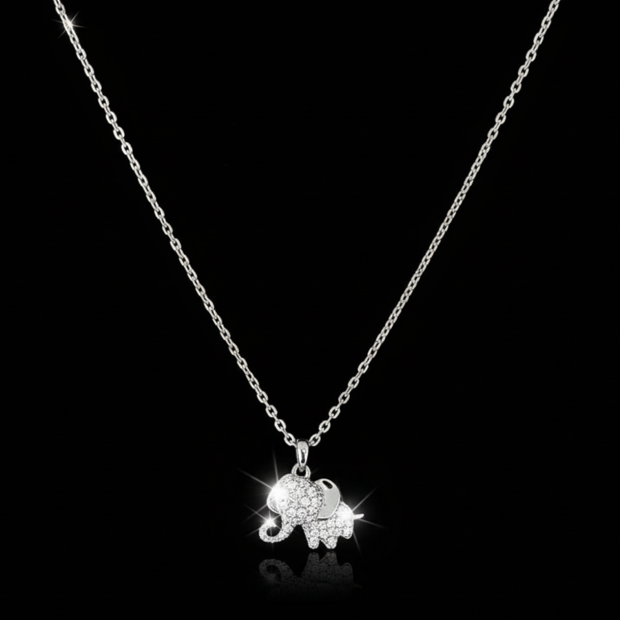 Sterling silver Elephant pendant with Moissanite Diamond