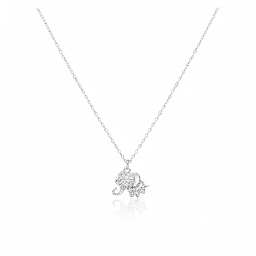 Sterling silver Elephant pendant with Moissanite Diamond