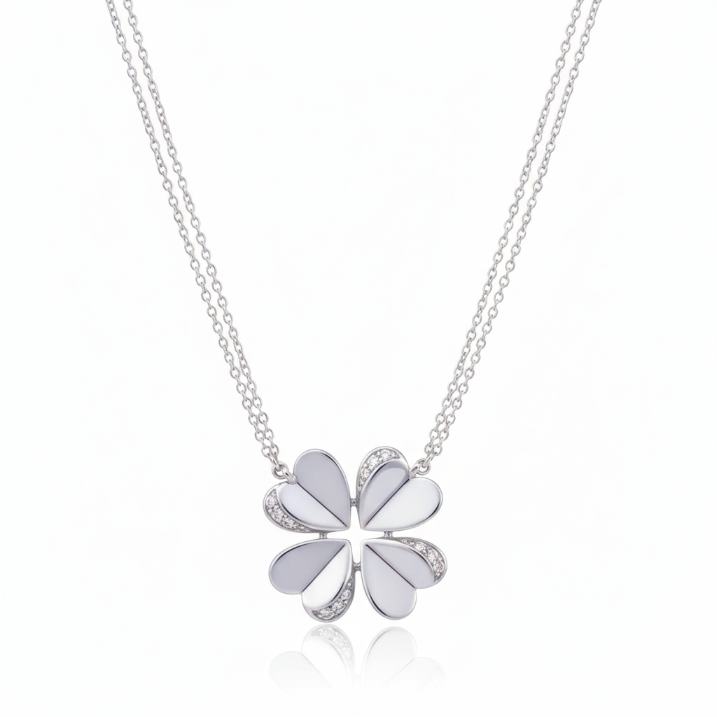 Flower pattern Moissanite Pendant in Sterling SIlver