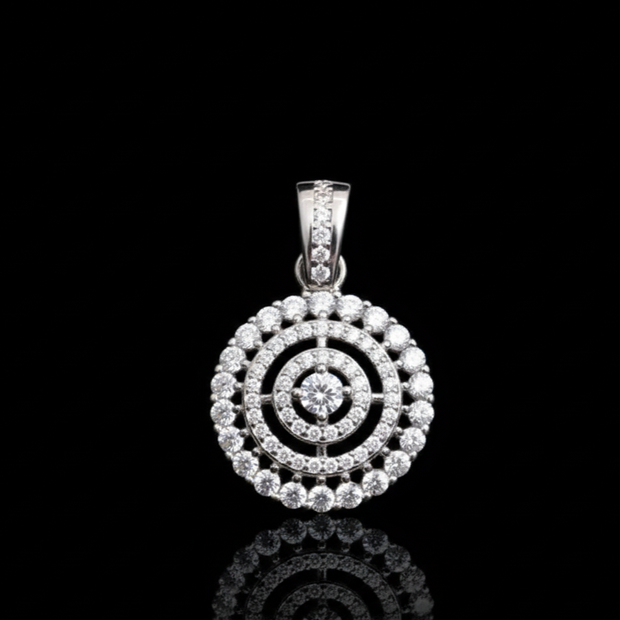 Radiant Relics Pendant with Moissanite in Silver