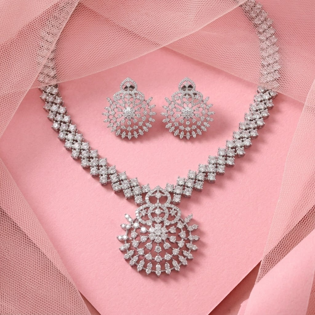 925 Silver Bar Necklace with Moissanite Diamond, perfect for Wedding wear
