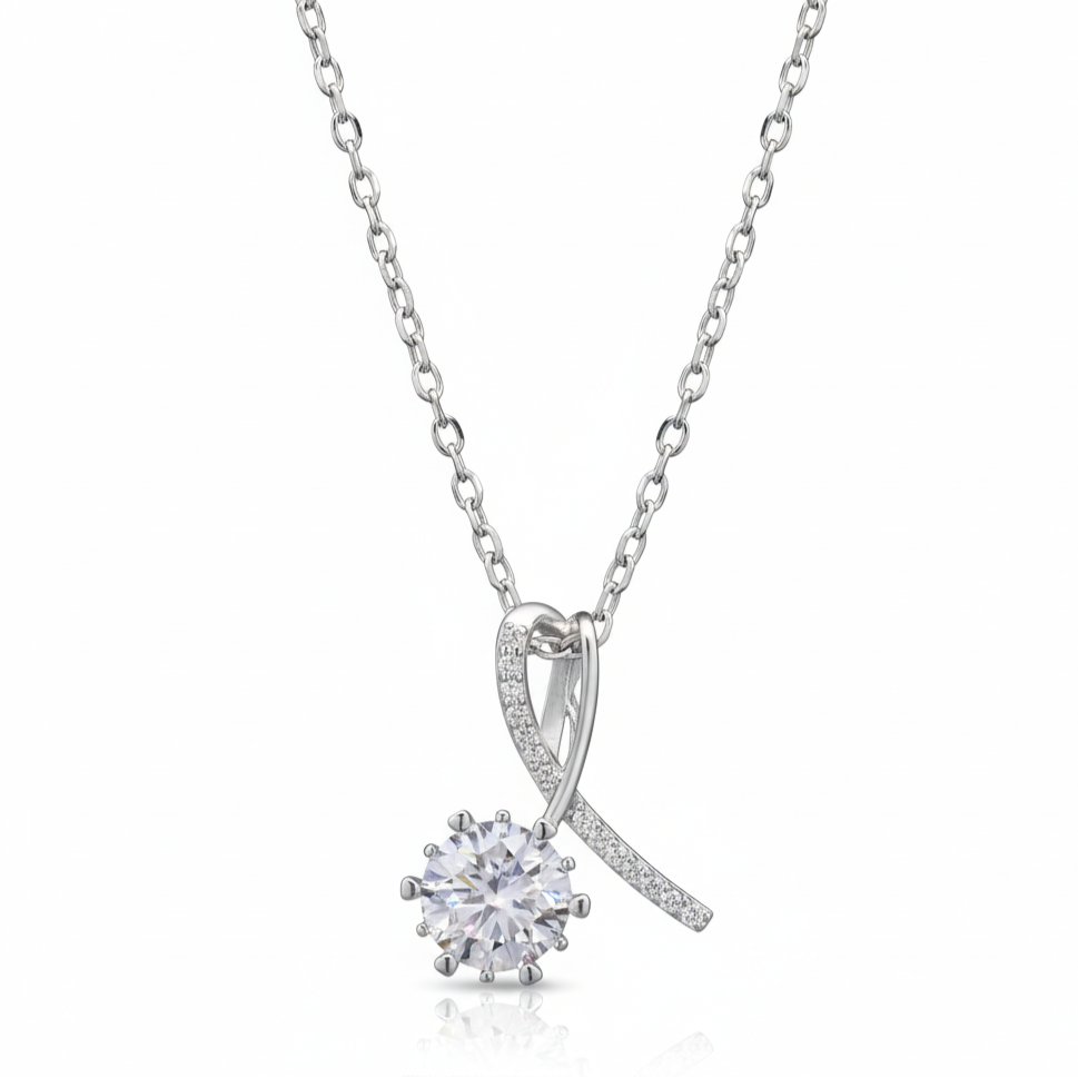 925 Sterling silver Moissanite Pendant in Sterling Silver