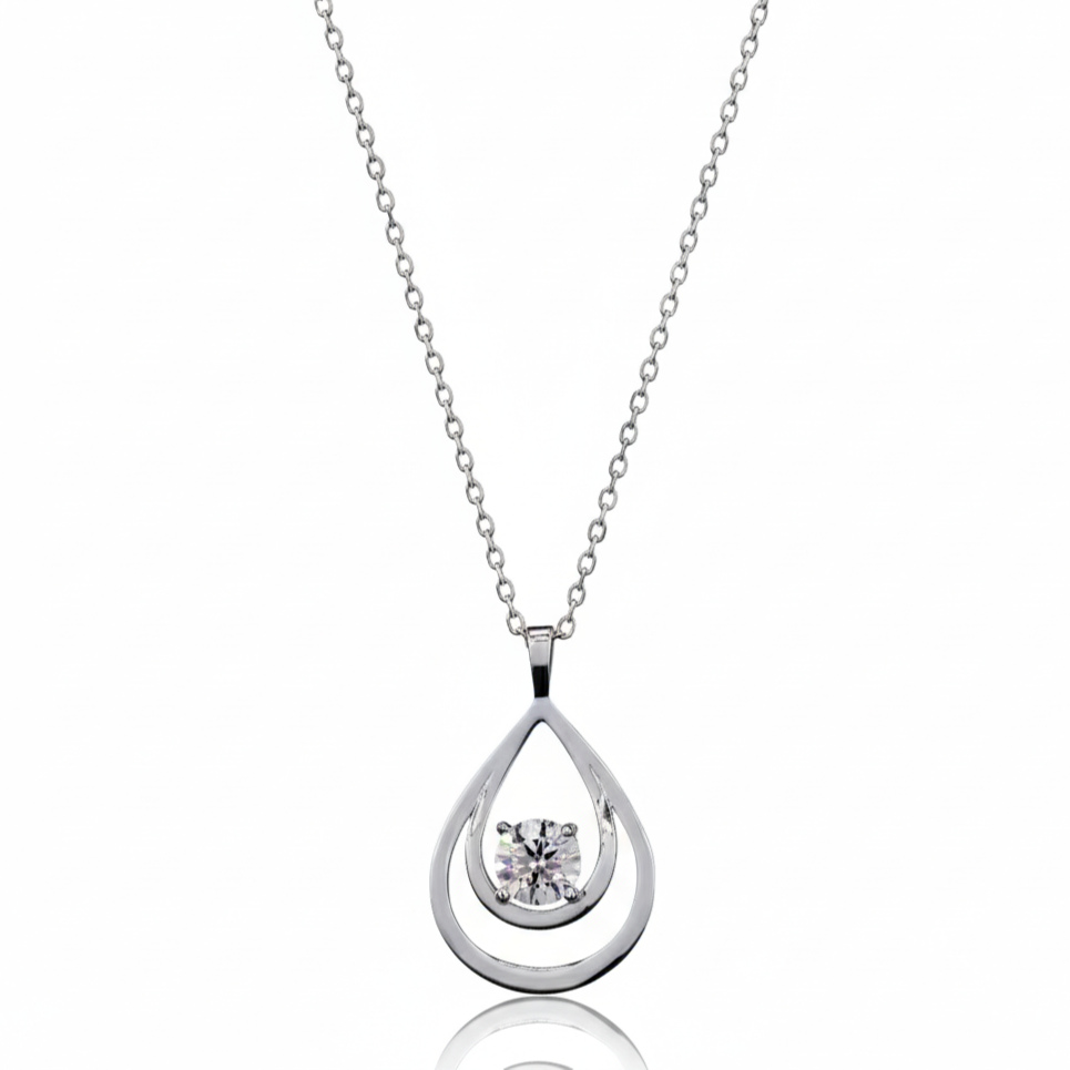 1 Carat Round Cut Silver Moissanite Pendant