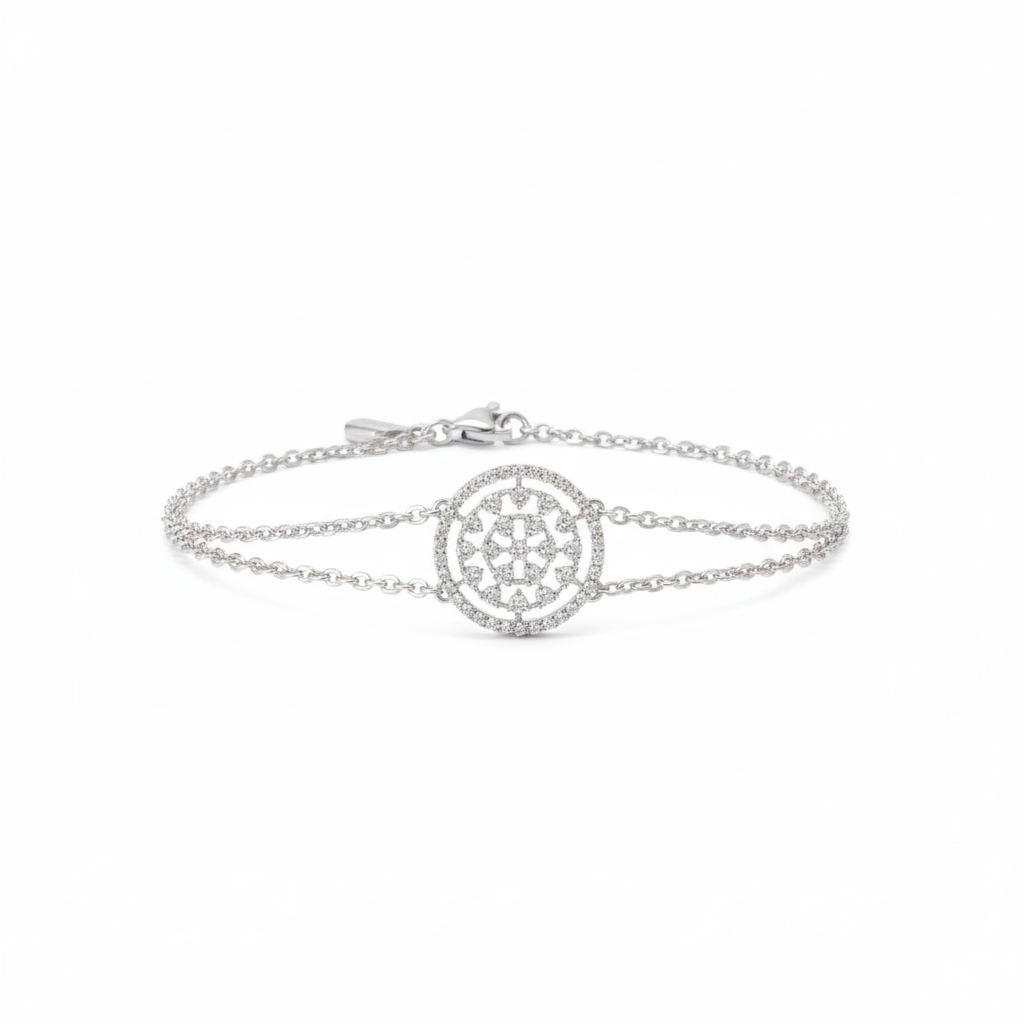 Round 925 silver Moissanite Bracelet, perfect for office wear