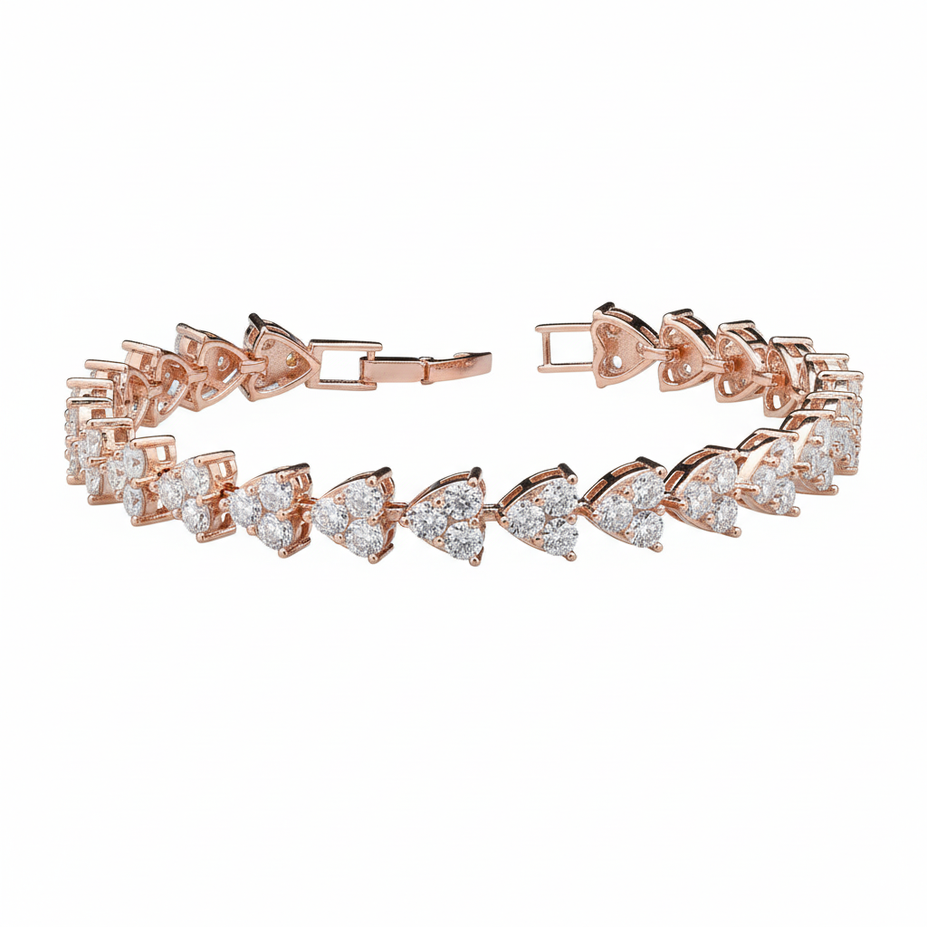 Heart Shape 925 Silver Moissanite Bracelet in 925 Silver