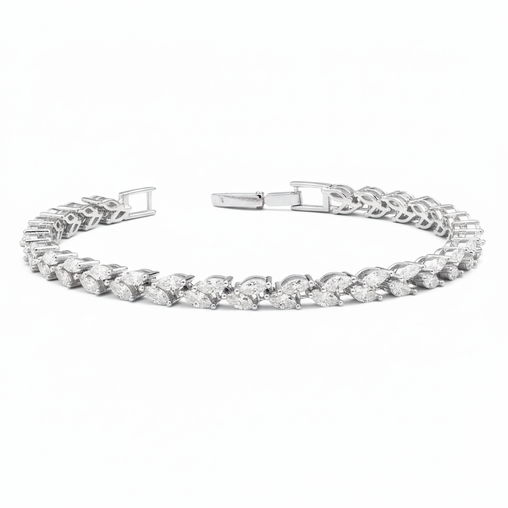 Classic Marquise Moissanite Tennis Bracelet in Silver