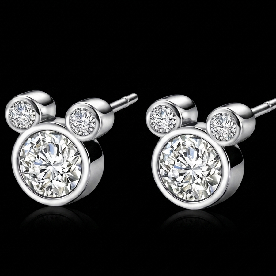 Tiny Teddy Moissanite Studs for Kids in 925 silver