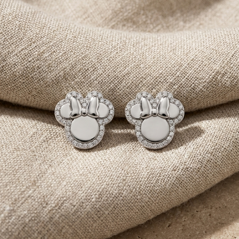 Teddy Twinkle Moissanite Studs in Sterling Silver, for kids