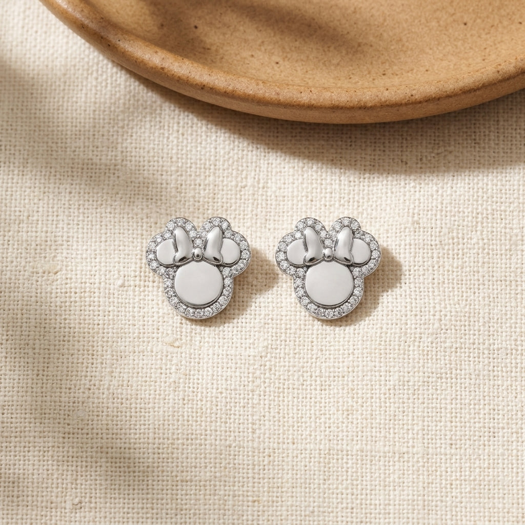 Teddy Twinkle Moissanite Studs in Sterling Silver, for kids