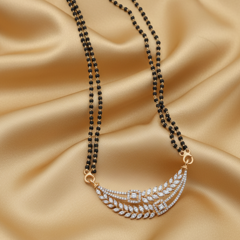 Premium Moissanite Mangalsutra Pendant | Diamond-Look Jewelry in Silver for Brides