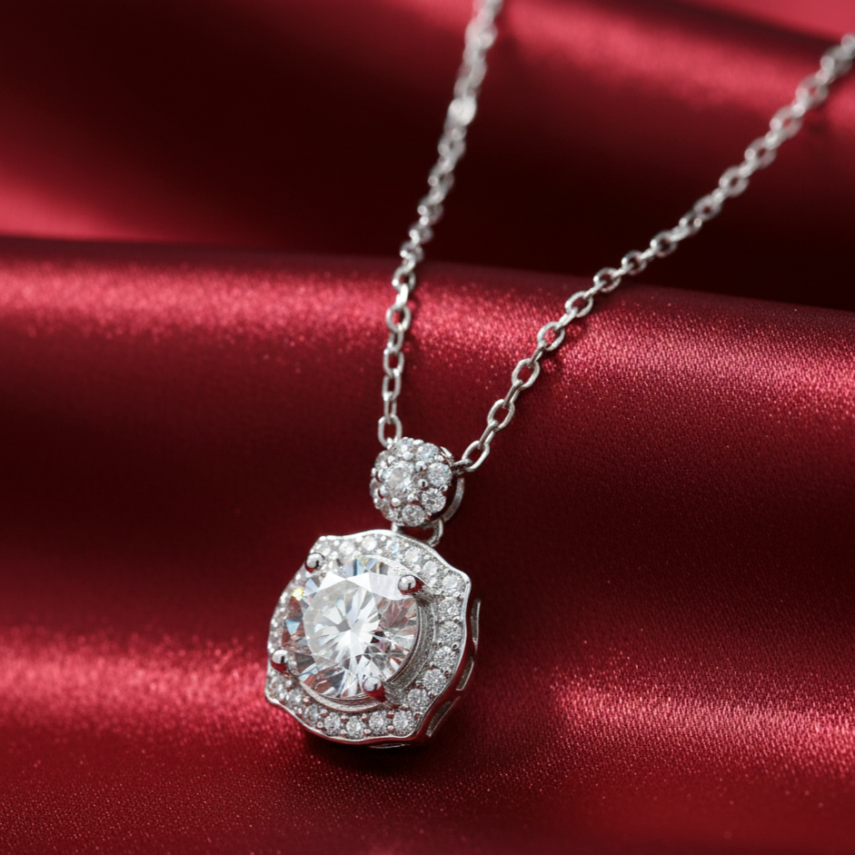 Blossom Bliss Moissanite Pendant in Sterling Silver