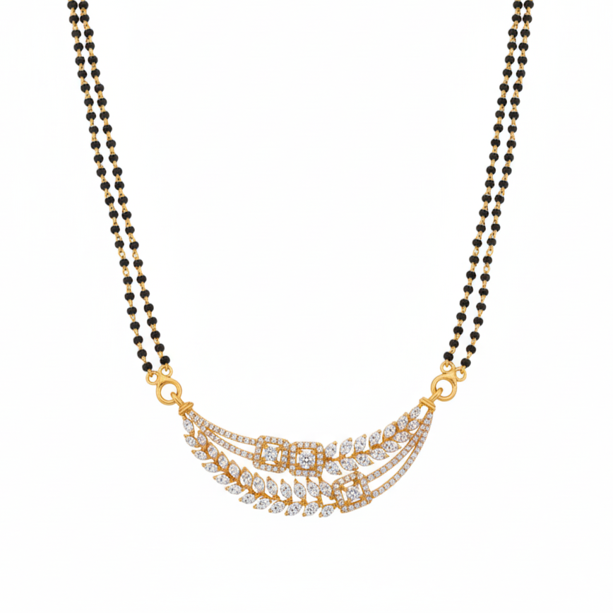 Eternal Spark Moissanite Mangalsutra in 925 Silver with Rhodium Plating | Diamond-Look Jewelry in Silver for Brides