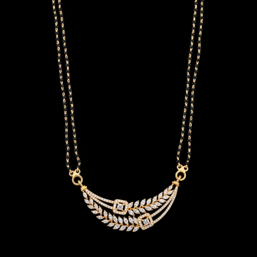 Premium Moissanite Mangalsutra Pendant | Diamond-Look Jewelry in Silver for Brides