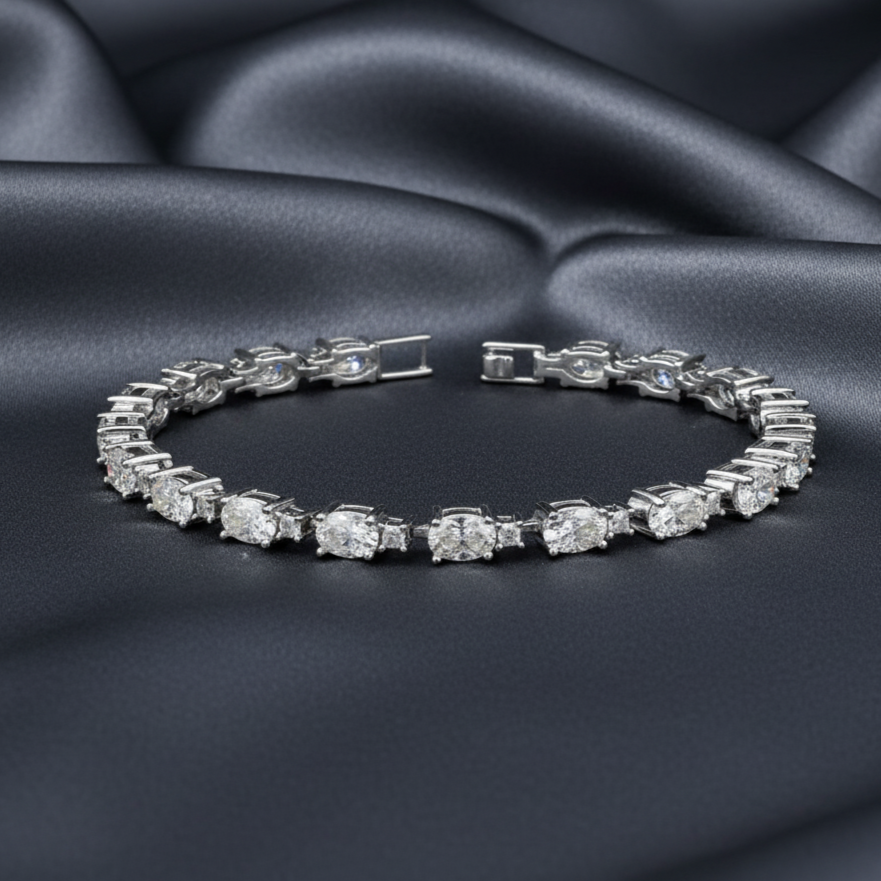 Tennis Moissanite Bracelet in 925 Silver, perfect for office wear