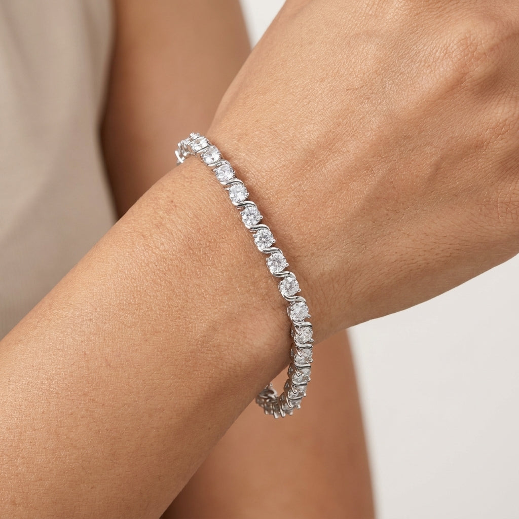 Eternity Moissanite Bracelet in 925 Silver with Moissanite Diamond