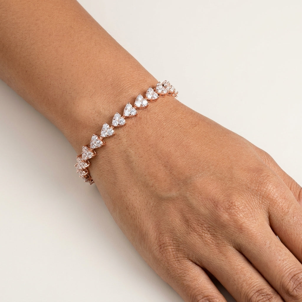Heart Shape 925 Silver Moissanite Bracelet in 925 Silver