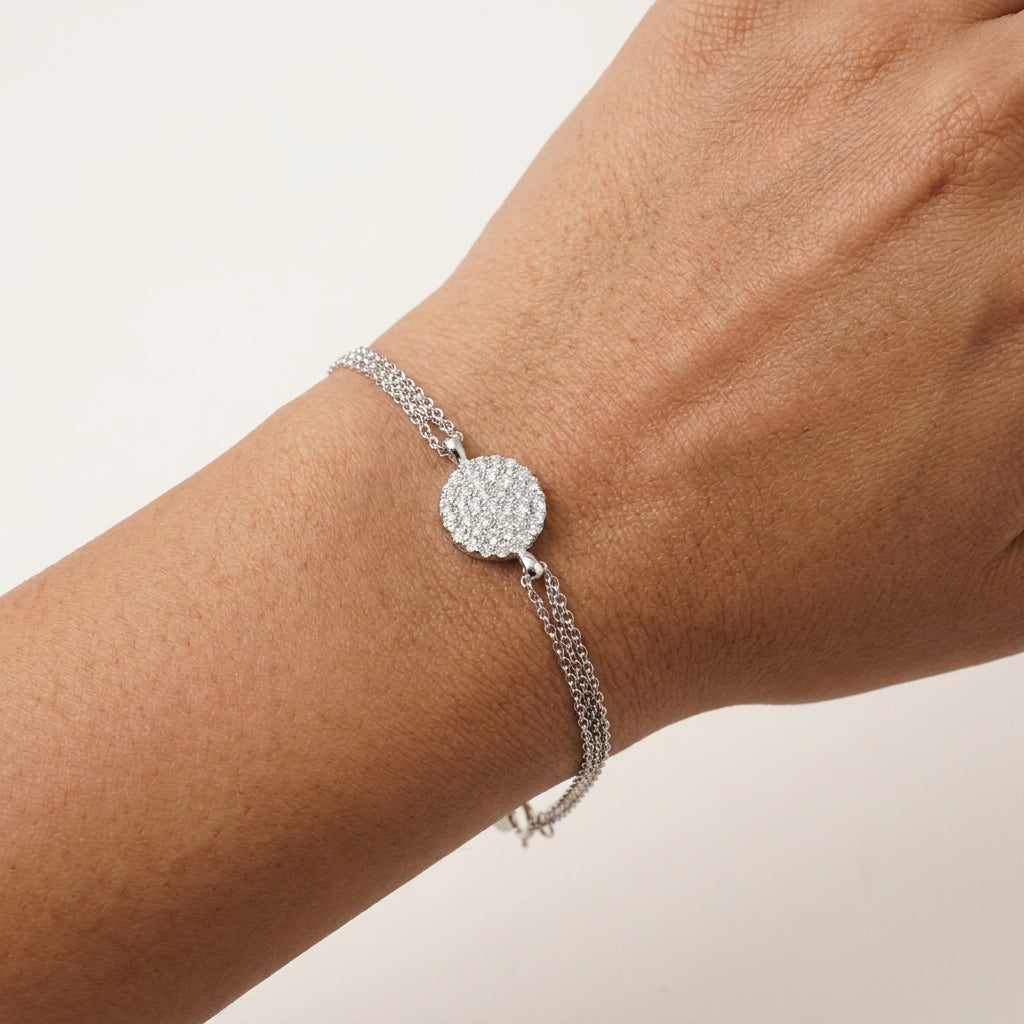 Minimal 925 Silver Moissanite Bracelet, perfect for Date