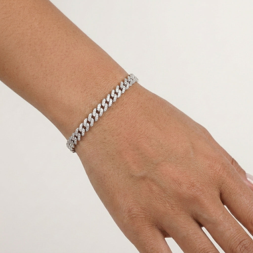Moissanite Cuban bracelet for her in Sterling Silver, perfect for gift
