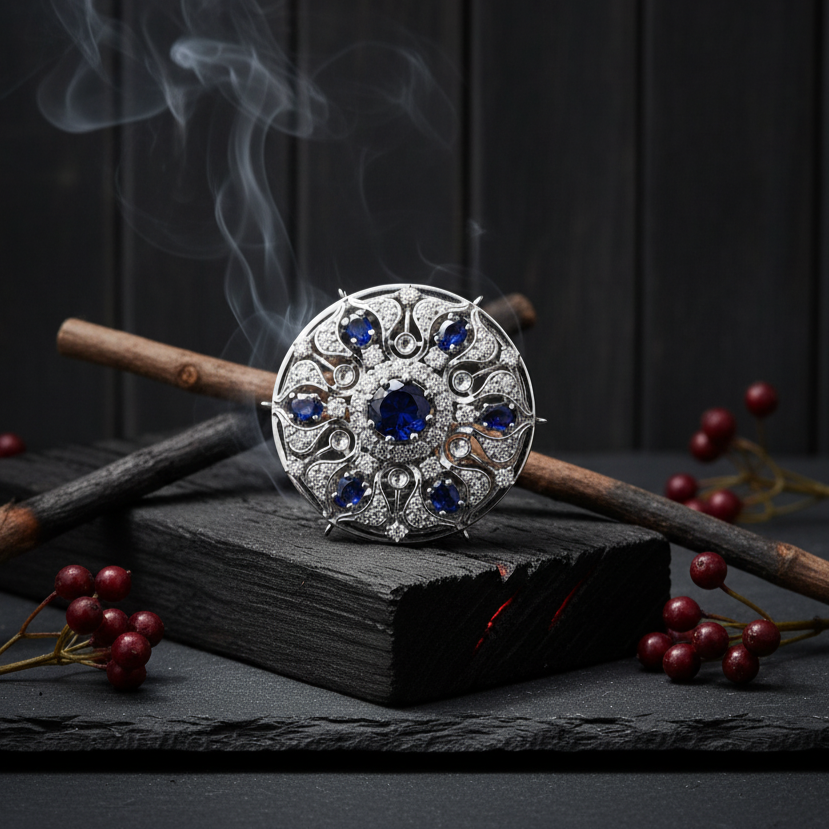 Heritage Glow Silver Bodla with Moissanite