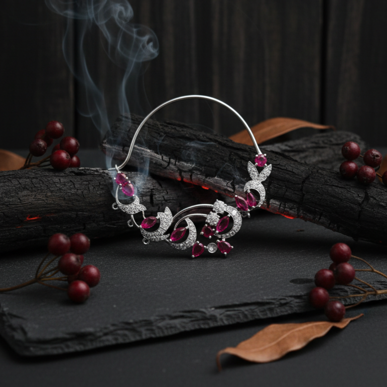 Traditional Silver with Moissanite Nath