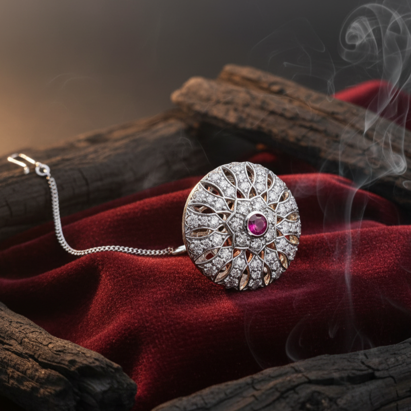 Traditional Silver Bodla with Moissanite