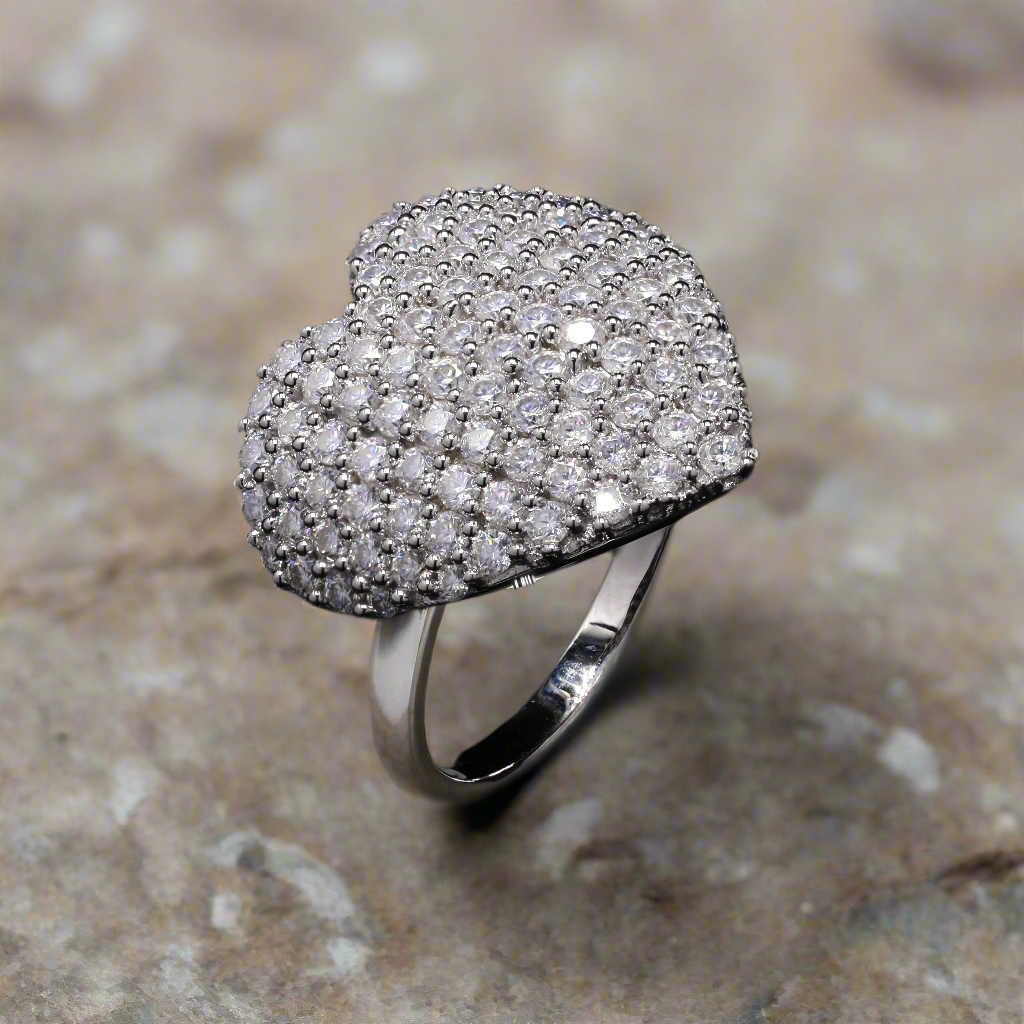 Love Blossom Ring with Moissanite in Sterling Silver