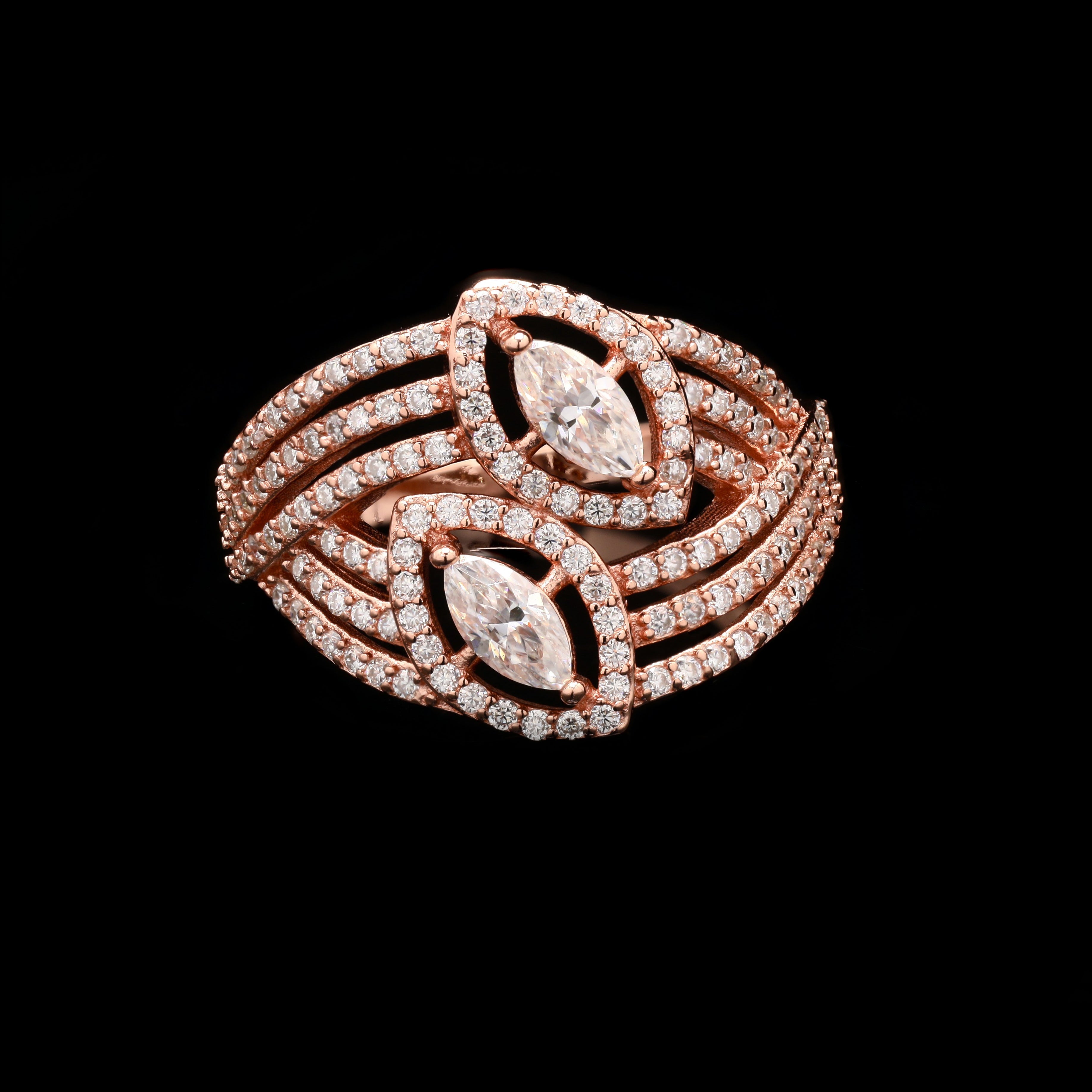 Marquise Grove Ring with Moissanite in Sterling Silver