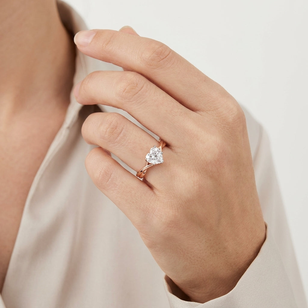 Heart Engagement Moissanite Ring with Moissanite and Sterling Silver