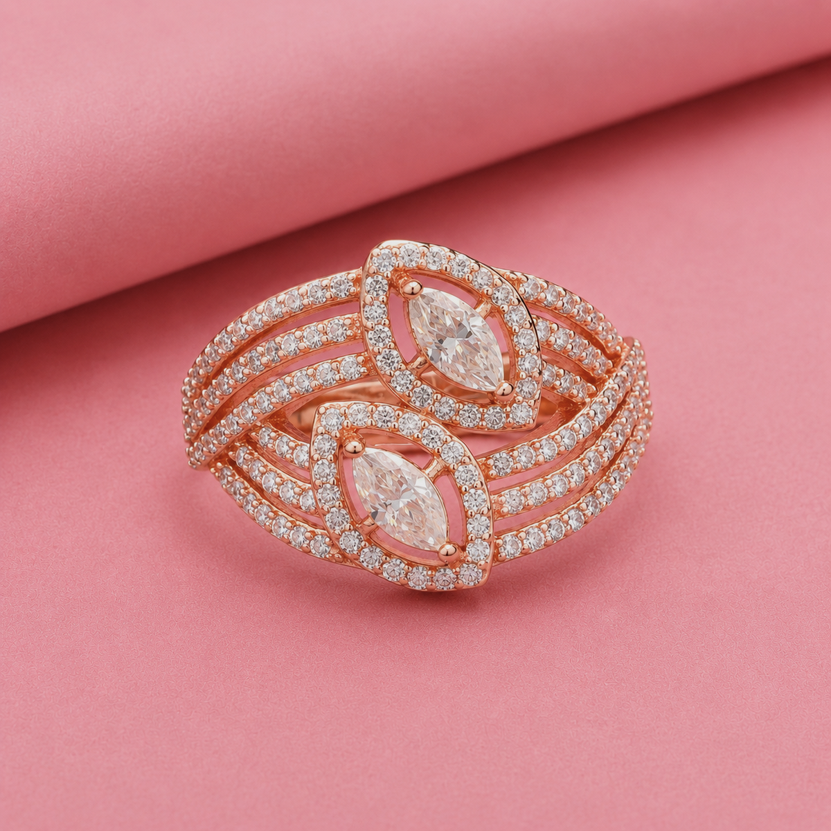 Marquise Grove Ring with Moissanite in Sterling Silver
