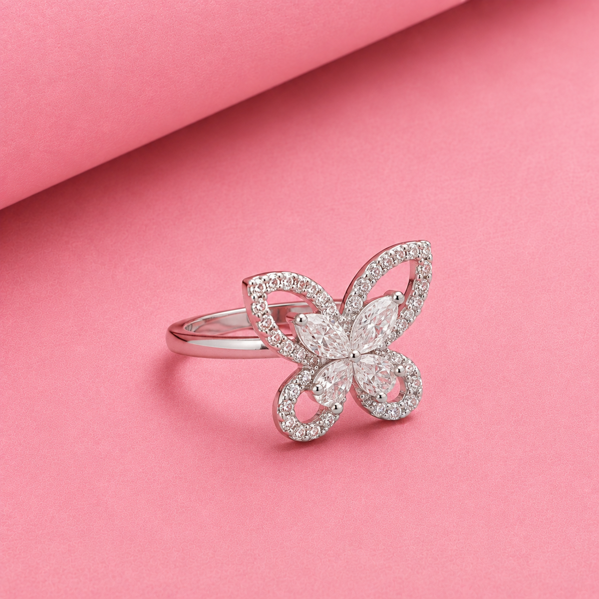 Sterling silver Butterfly Ring with Moissanite in Sterling Silver