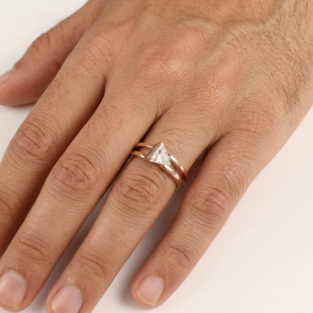 Comfort-Fit Moissanite Ring in Silver for him