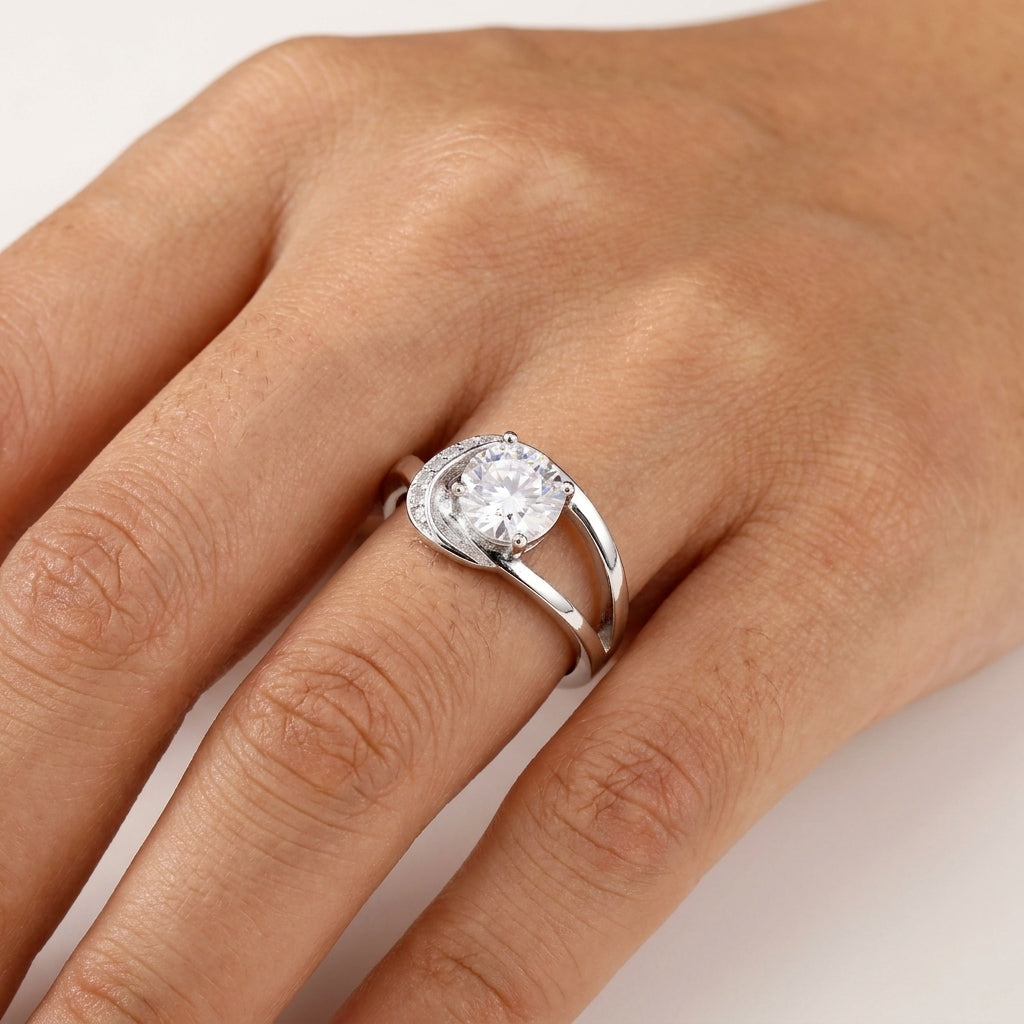 Galaxy Star Moissanite Ring with Moissanite in Sterling Silver