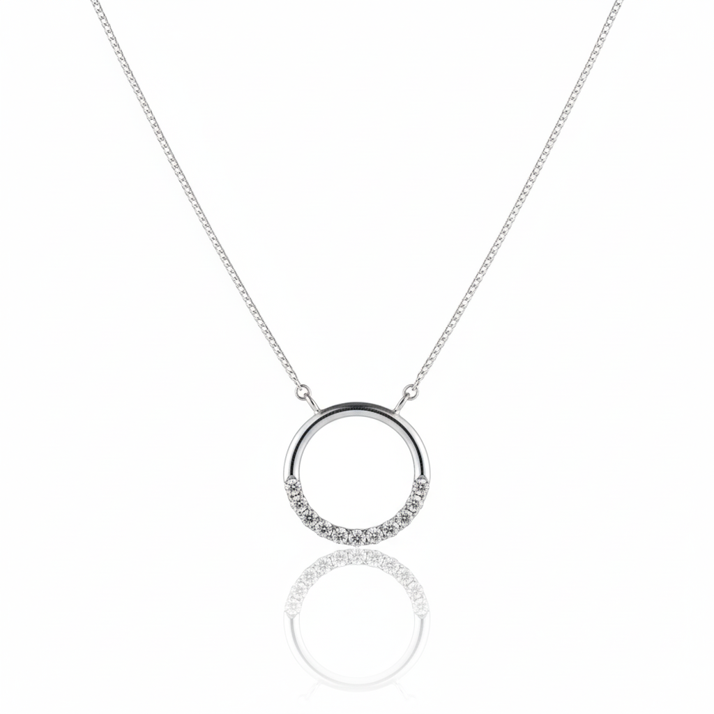 Round Moissanite Pendant in Silver