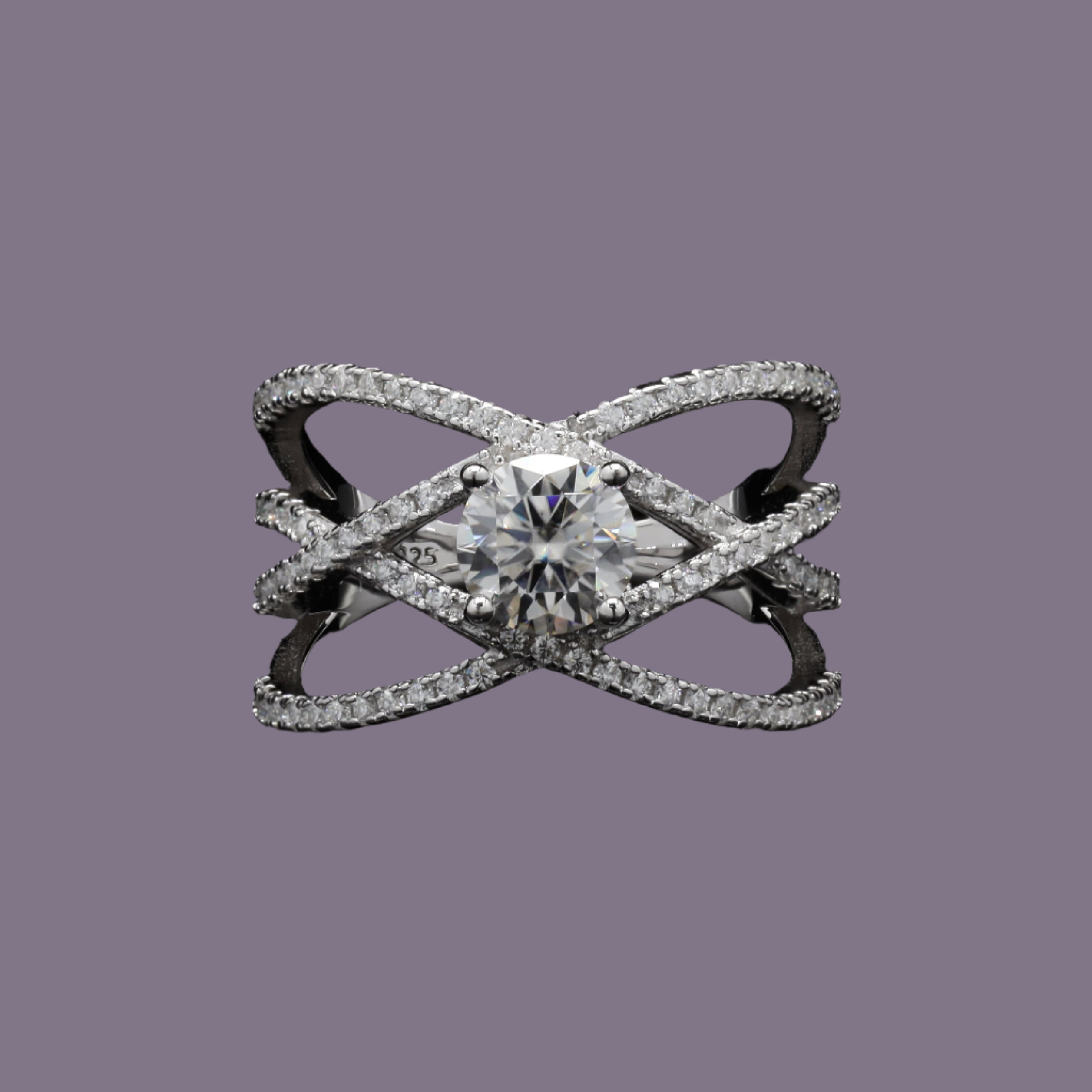 Star Eternity Band in Sterling Silver in Moissanite