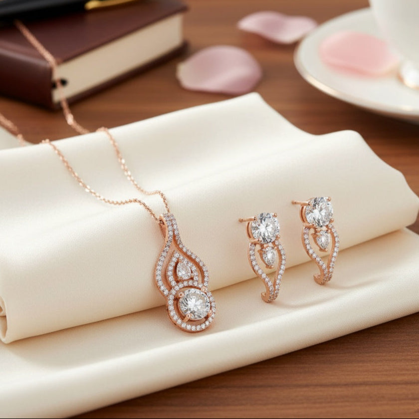 Minimal Moissanite Solitaire Pendant Set in 925 Silver for Women’s