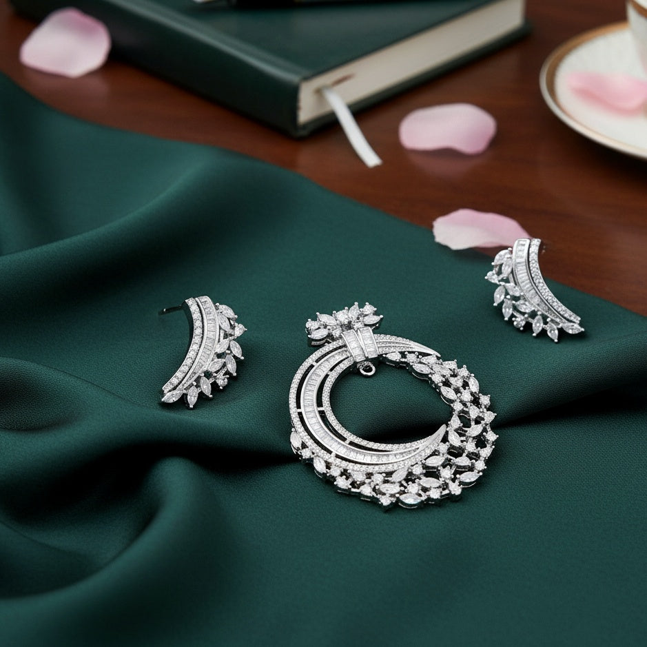 Premium Moissanite Pendant Set in 925 Silver Jewelry for Bridal Occasions