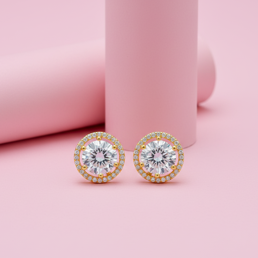 Round Brilliant Moissanite Silver Studs for daily wear