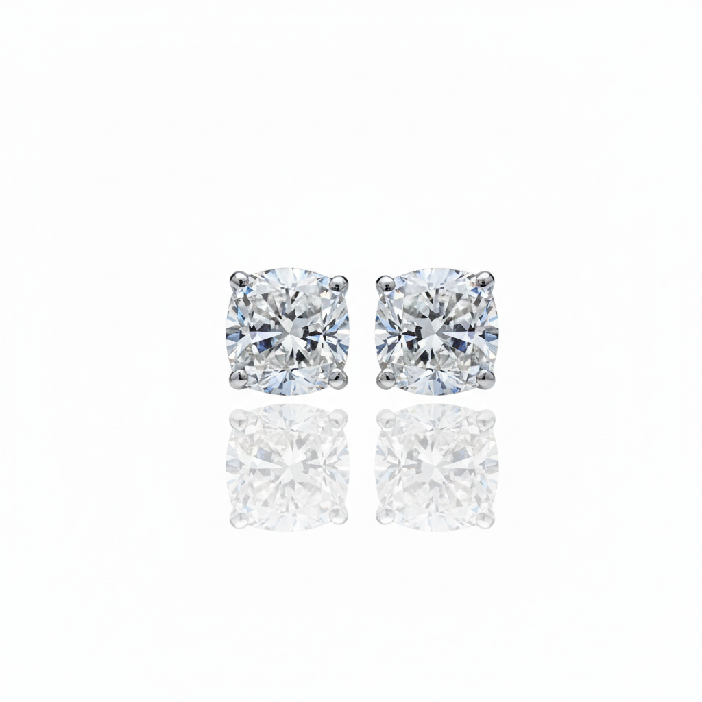 Crystal Sparkle Moissanite Studs in Sterling Silver for daily wear