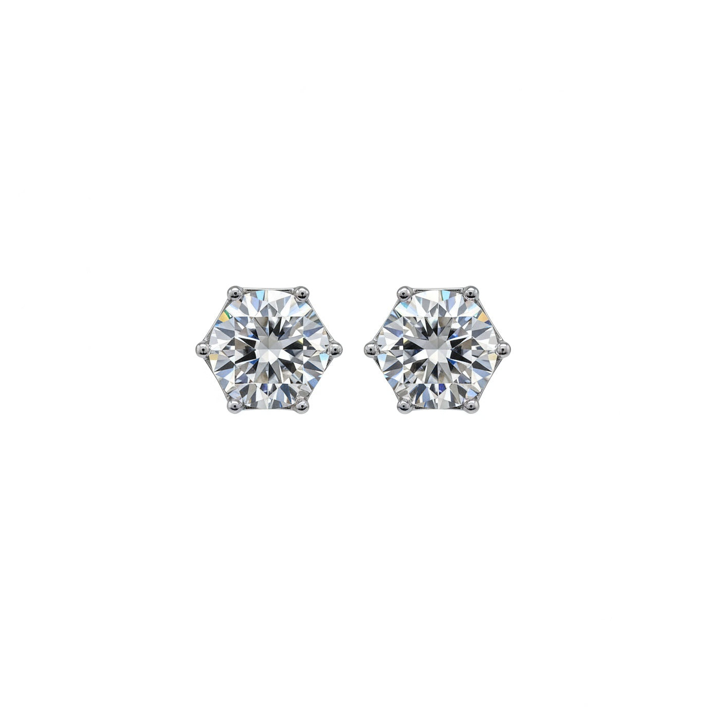 Stellar Spark Round Studs in Moissanite with Sterling silver, 4 Carat