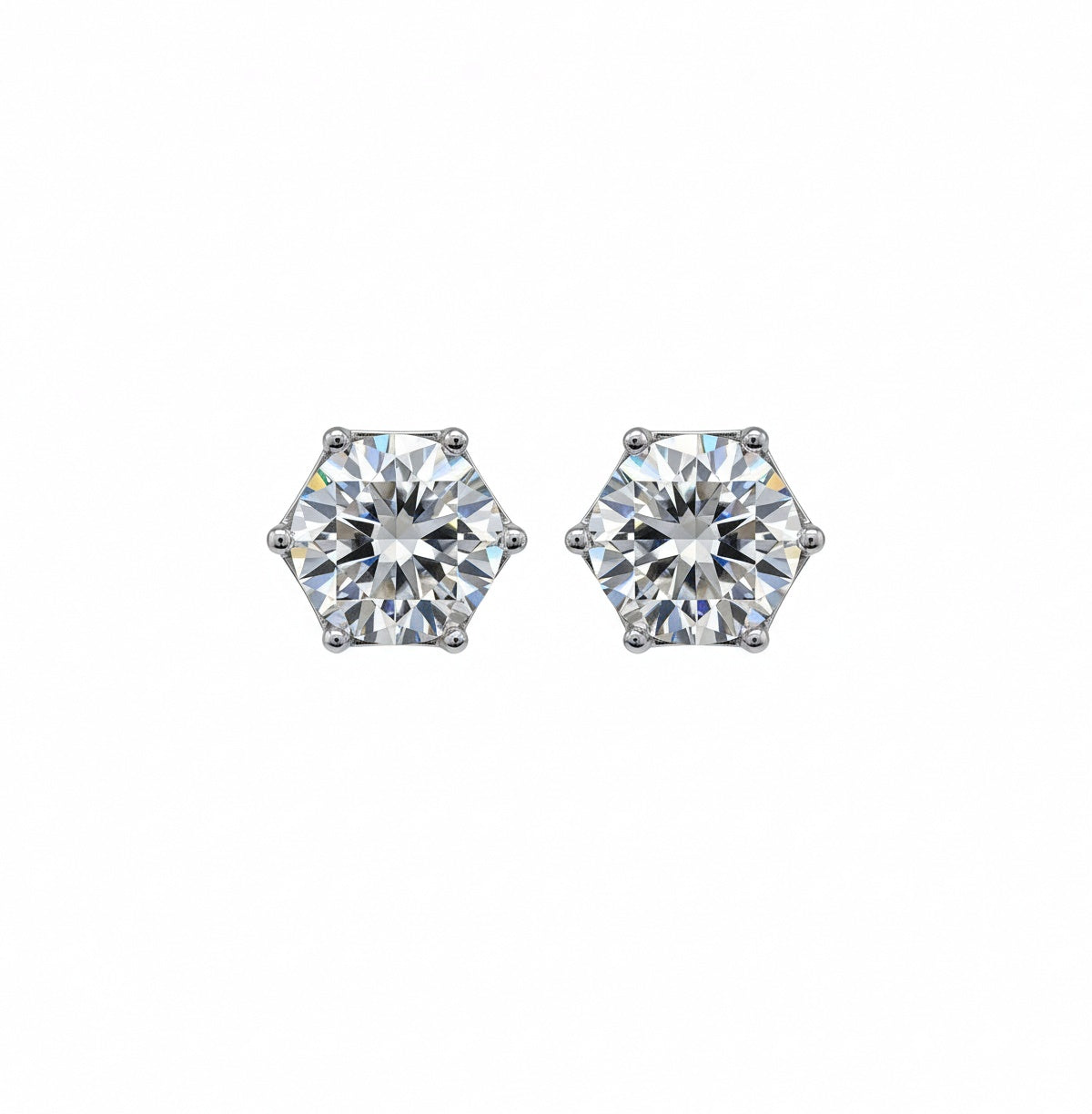 Eternal Sparkle Round Studs in Moissanite with Sterling silver, 5 Carat