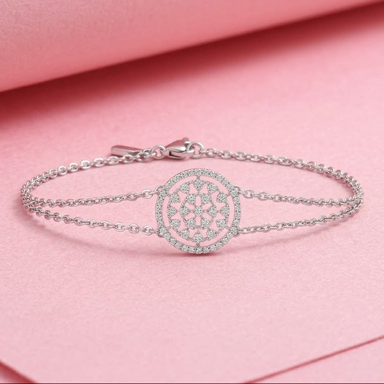 Round 925 silver Moissanite Bracelet, perfect for office wear