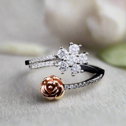 Silver Studded Rose Ring