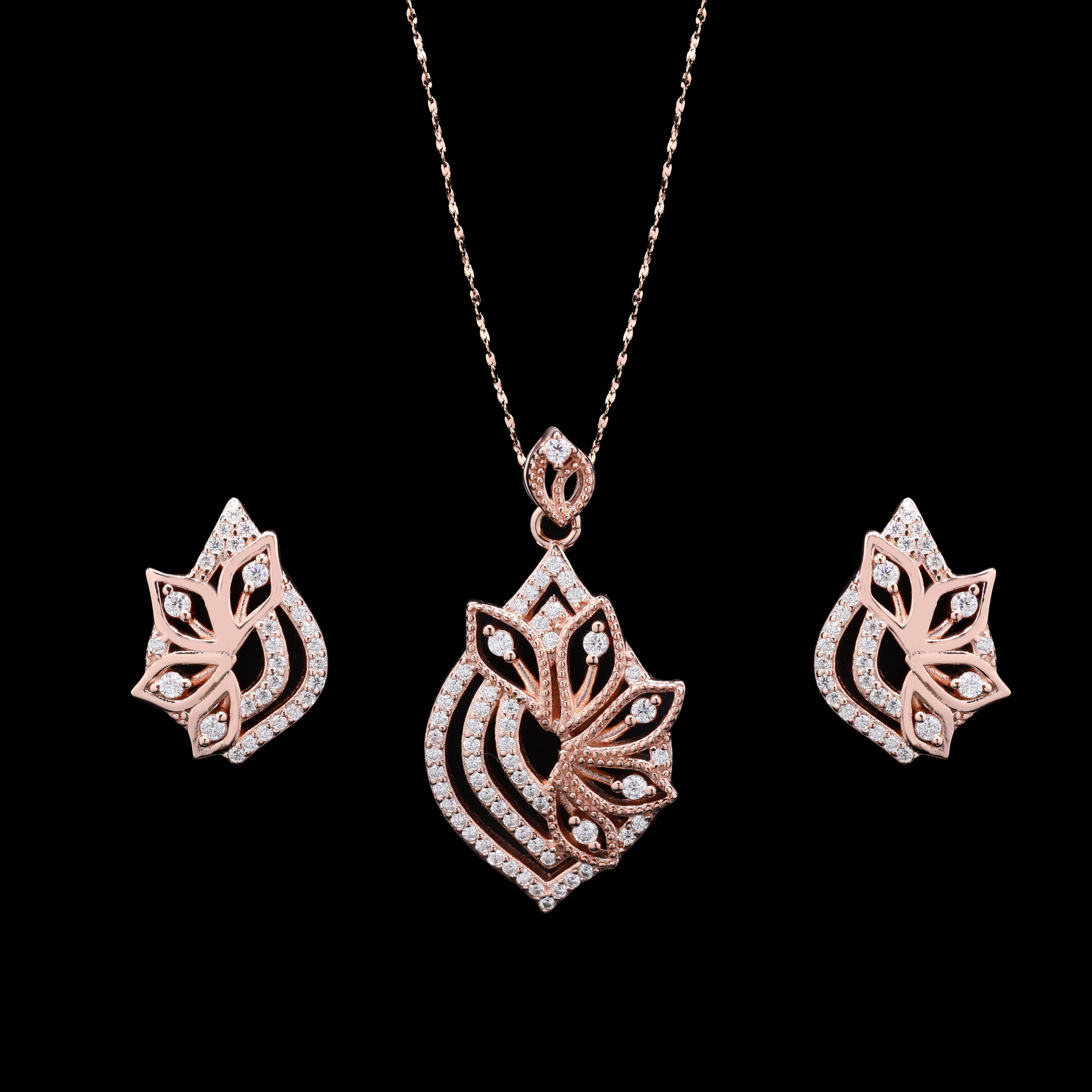 Elegant Rose Gold Rhodium Pendant Set with Moissanite Diamond