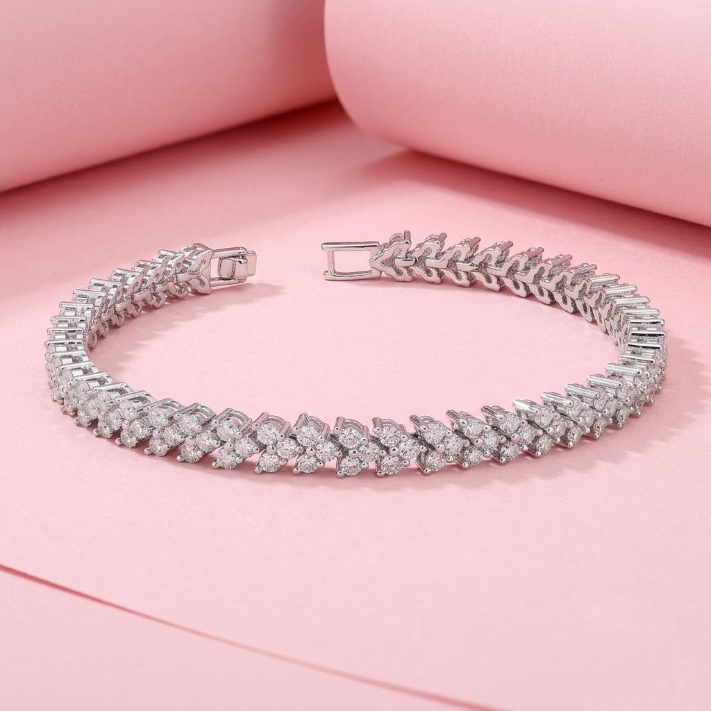 Illusion Tennis Moissanite Bracelet in 925 Silver, perfect for every occasion