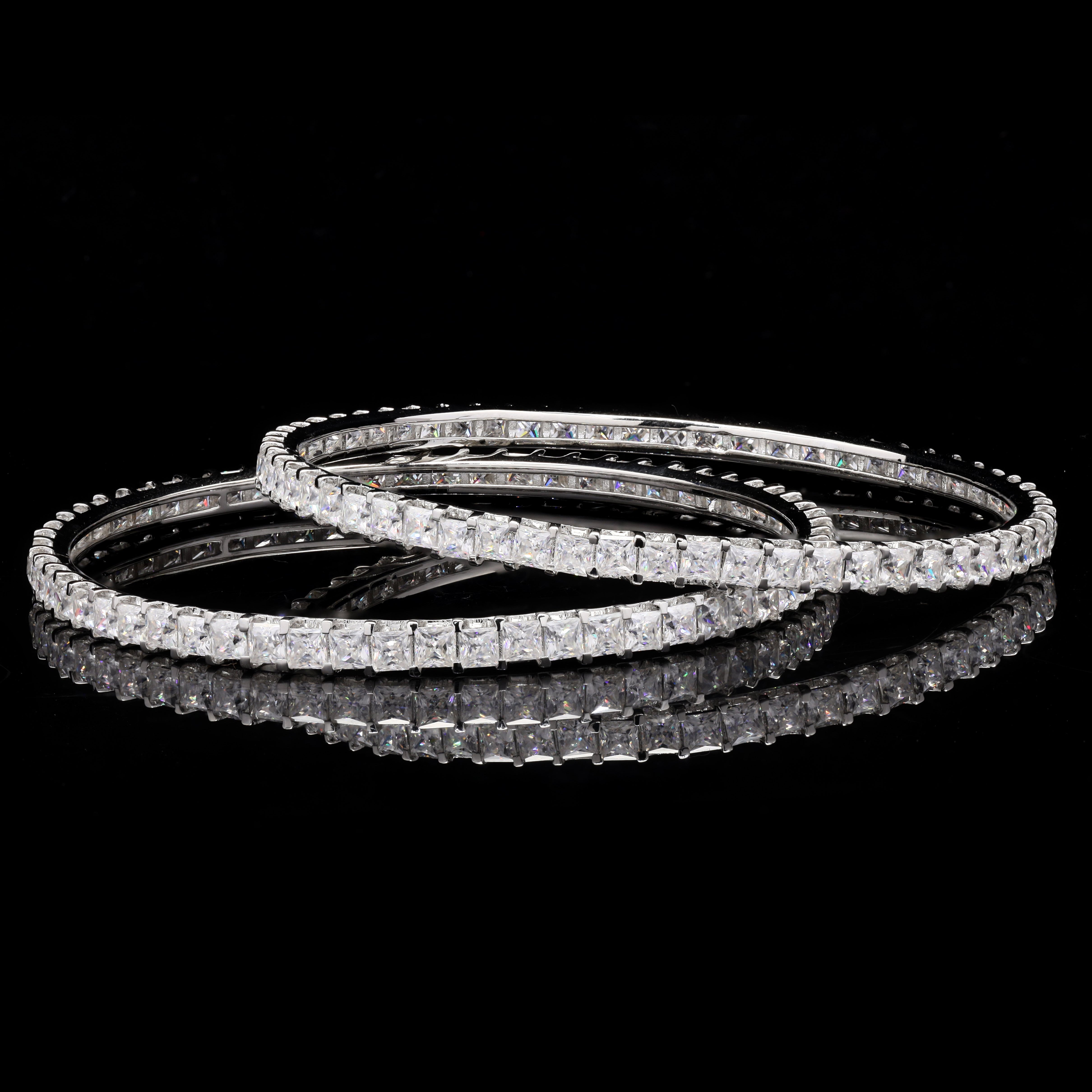 Sterling Silver Moissanite Bangles