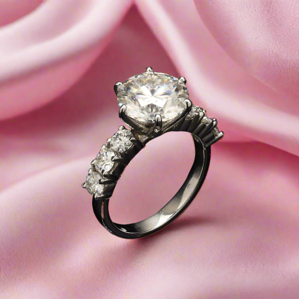 Alia Bhat inspired Engagement Ring in Sterling Silver with Moissanite