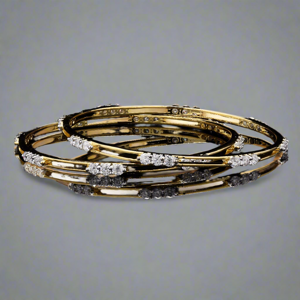 925 Silver Gold Rhodium Moissanite Bangles