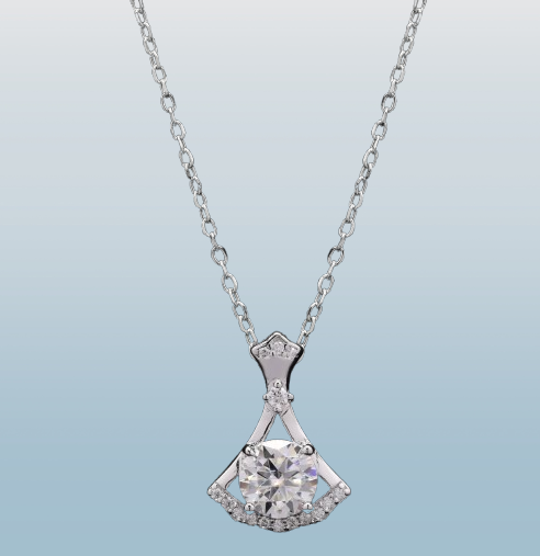 Moissanite Necklace Pendant, Round Cut Moissanite Pendant