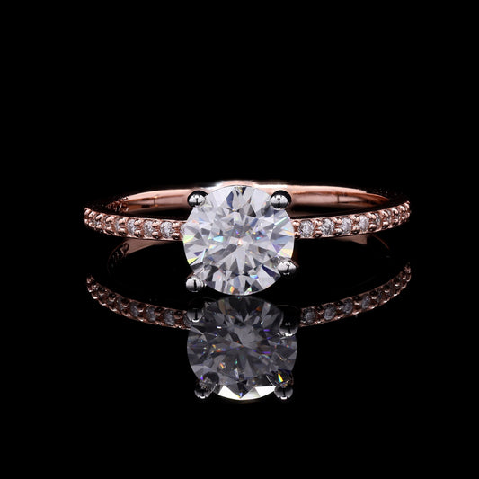 Rose Gold Round Solitaire Moissanite Ring