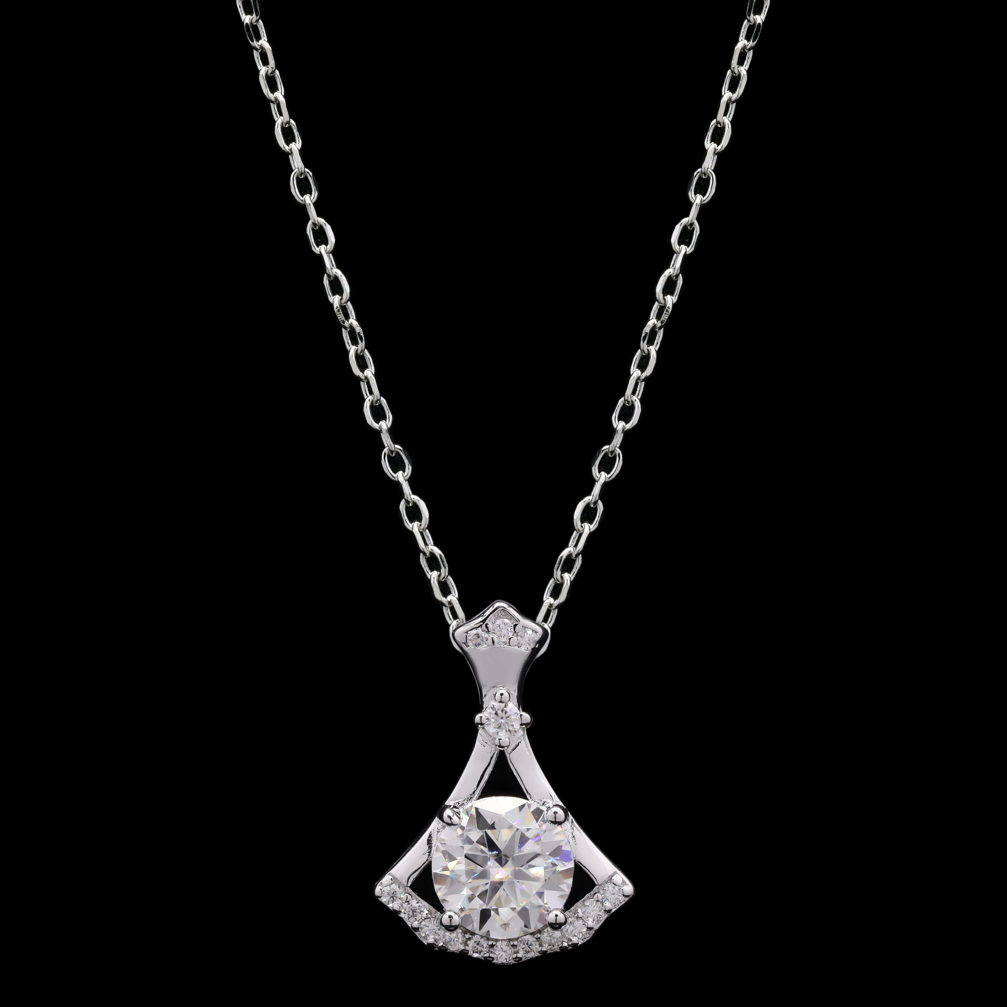 Moissanite Pendant, Round Cut Moissanite Pendant in Silver